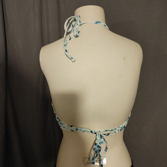 Hollister 34B Bathing Suit Bikini Top White Blue Padded Underwire - Picture 6 of 6